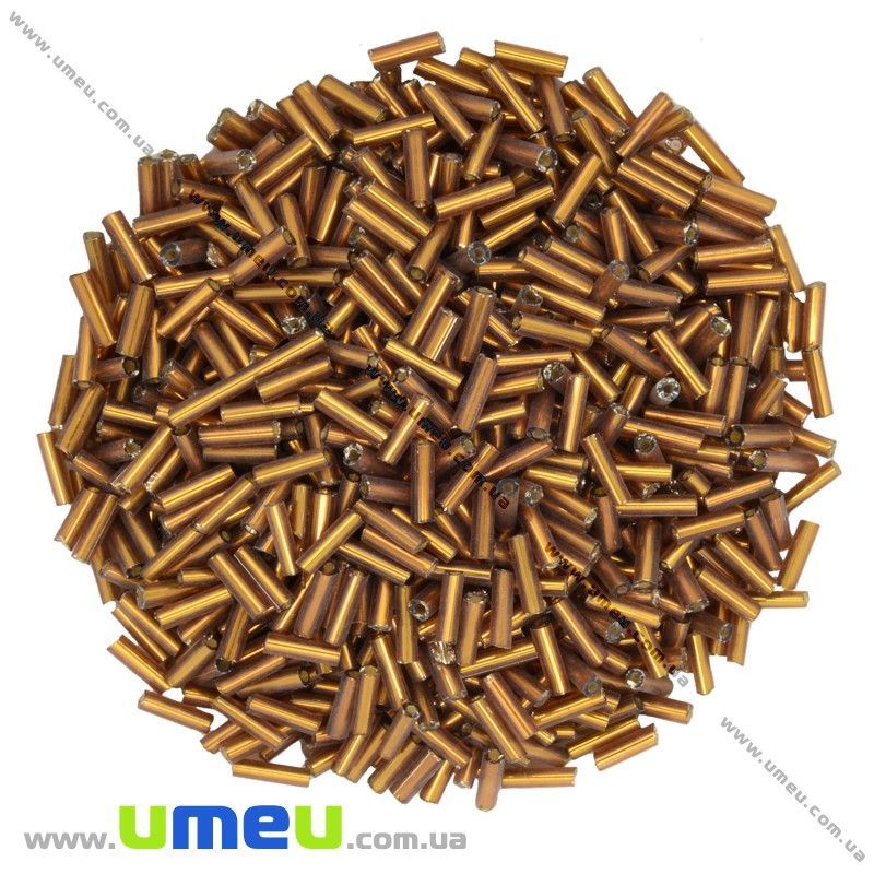 Бисер китайский стеклярус, 6 мм, Коричневый блестящий (BIS-012035)