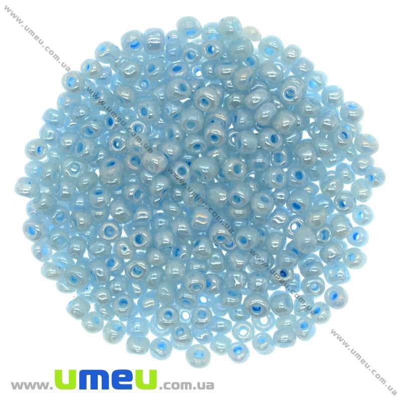 Бісер китайський великий, 6/0, Блакитний перламутровий, 4 мм (BIS-009037)