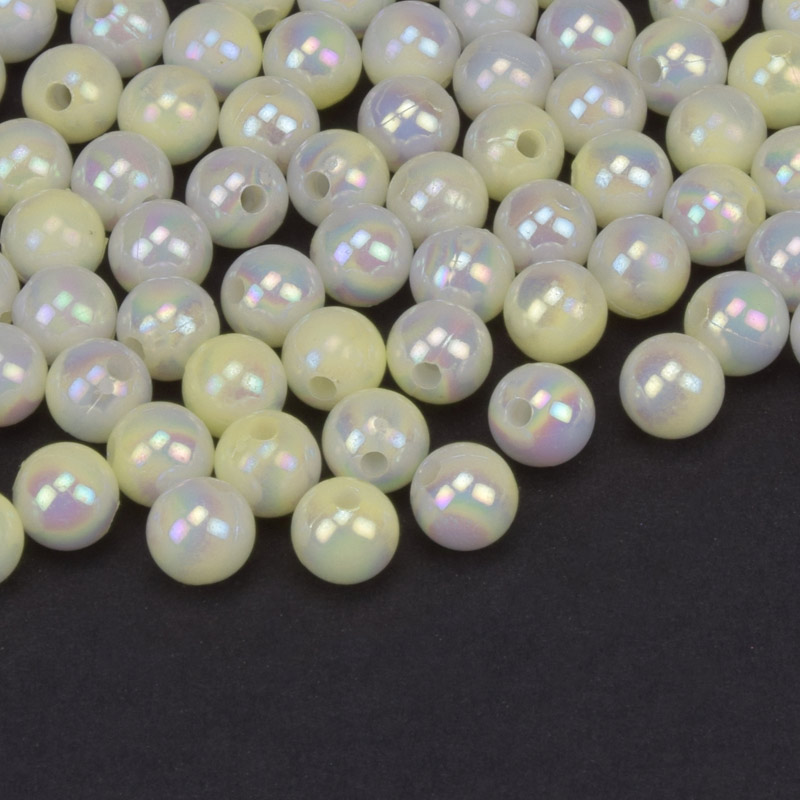 Бусины пластиковые градиентные, Круглые, 6 мм, Желтые (BUS-059558)