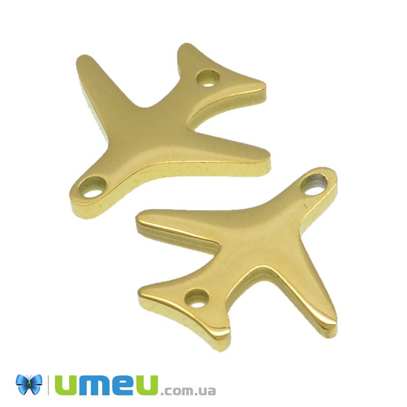 Конектор з нерж. сталі Літак, 15х15 мм, Золото (STL-039723)