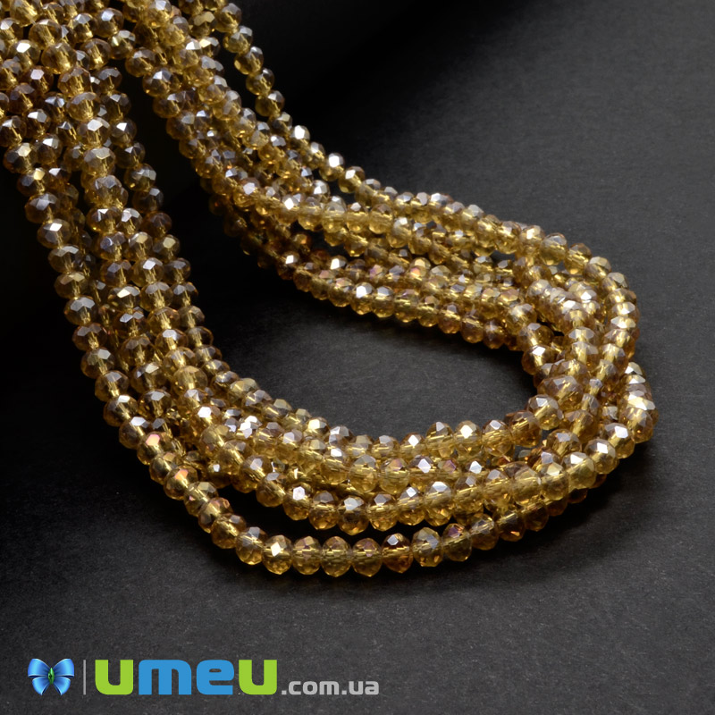 Бусины рондели, 4х3 мм, Топаз АВ (BUS-049091)