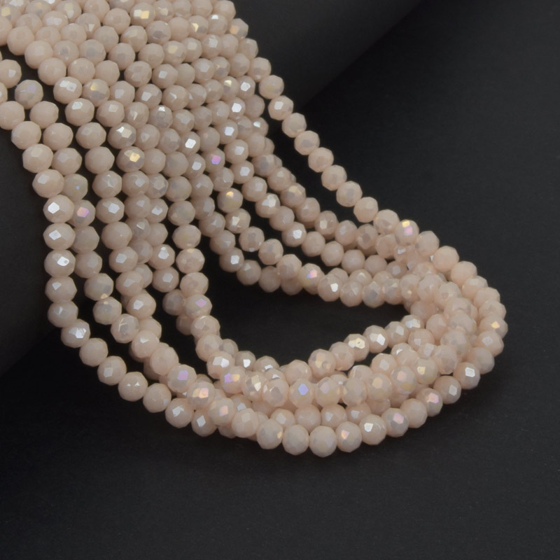 Бусины рондели, 4х3 мм, Бежевые АВ (BUS-057207)