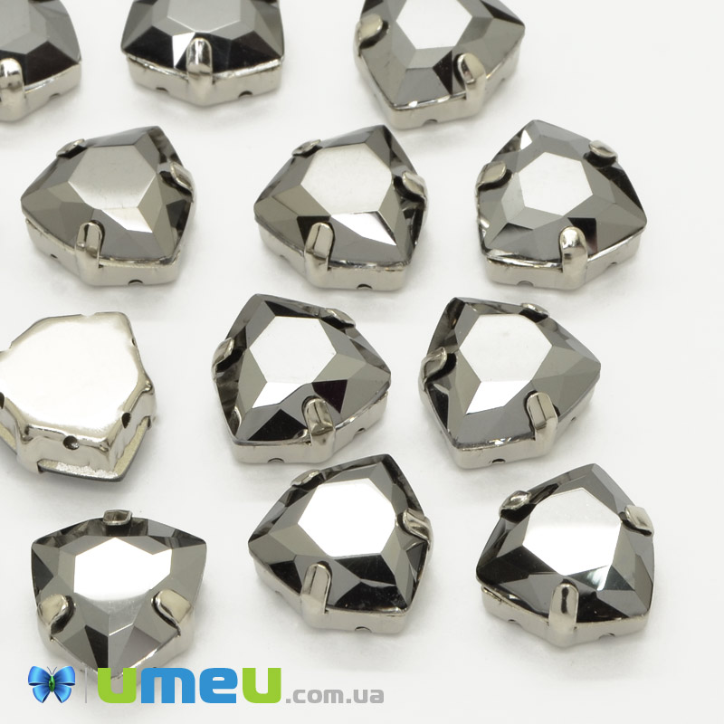 Шатон триллиант К9 12,5х12 мм, Темное серебро, Черный металлик (KAB-041016)