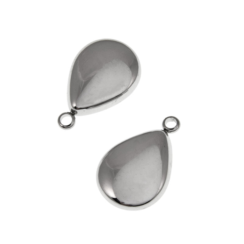 Підвіска з нерж. сталі Крапля, 17,2х11,2 мм, Темне срібло (STL-060676)