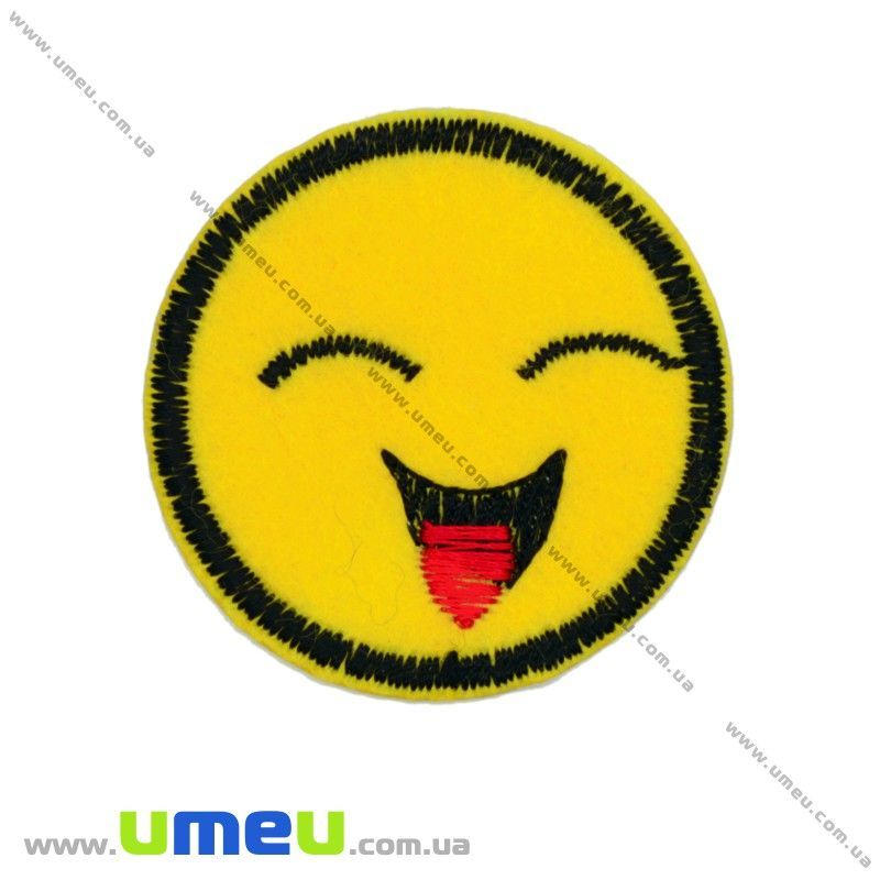 Термоаппликация Смайлик, 4,5 см, Желтая (APL-017470)