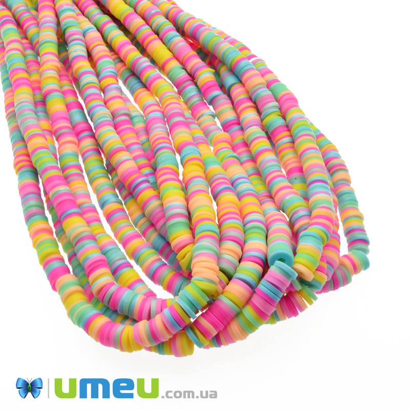 Намистини з полімерної глини, 6 мм, Мікс рожево-персиковий (BUS-046981)