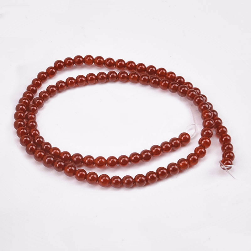 Намистини Агат червоний, Натур. камінь, 4 мм, Круглі (BUS-051786)