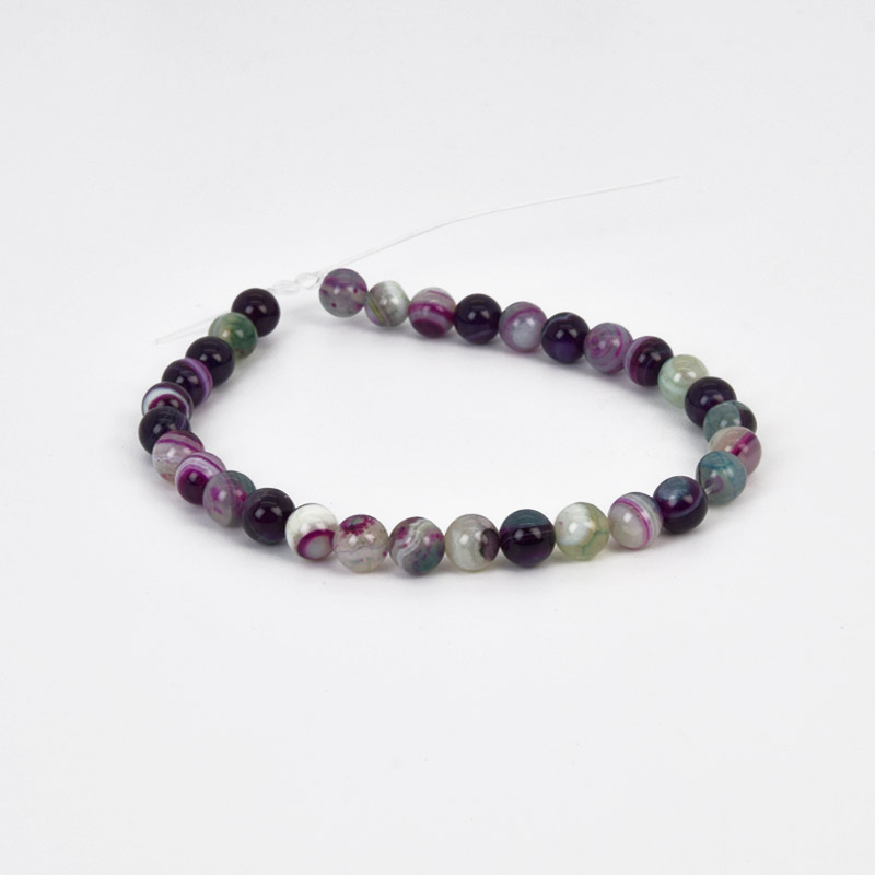 Бусины Агат фиолетовый, Натур. камень, 6 мм, Круглые, 18 см (BUS-058042)