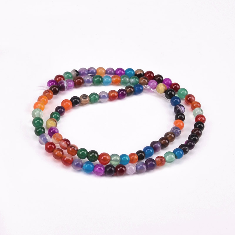 Намистини Агат різнокольоровий, Натур. камінь, 4 мм, Круглі (BUS-051792)