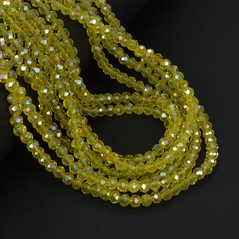 Бусины рондели, 4х3 мм, Желтые АВ (BUS-049096)