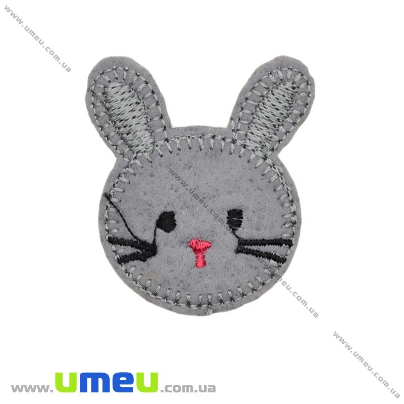 Термоаплікація дитяча Зайчик, 4,5х4 см, Сіра (APL-022282)