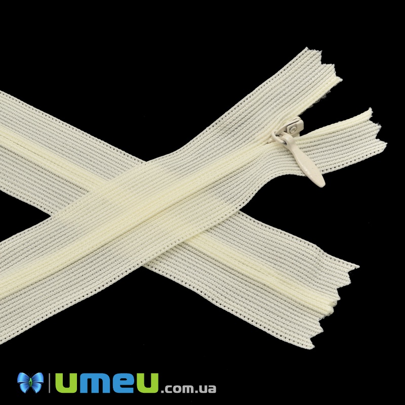 Молния потайная неразъемная, 50 см, Тип 3, Кремовая (ZIP-037395)