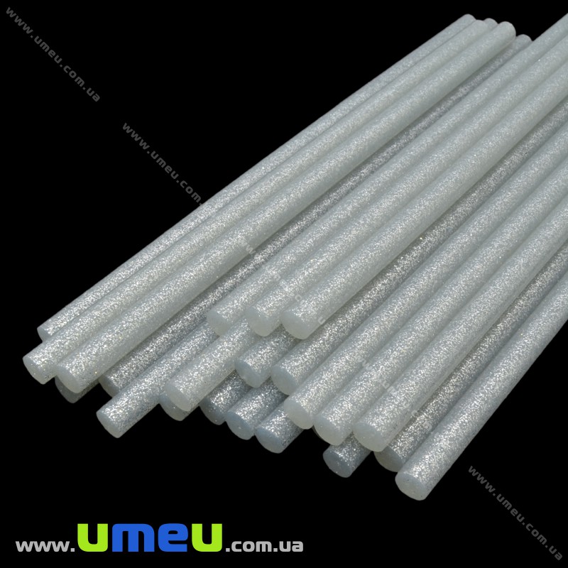 Силіконовий стрижень з глітером, Сріблястий, діаметр 7 мм, довжина 180 мм (INS-033734)