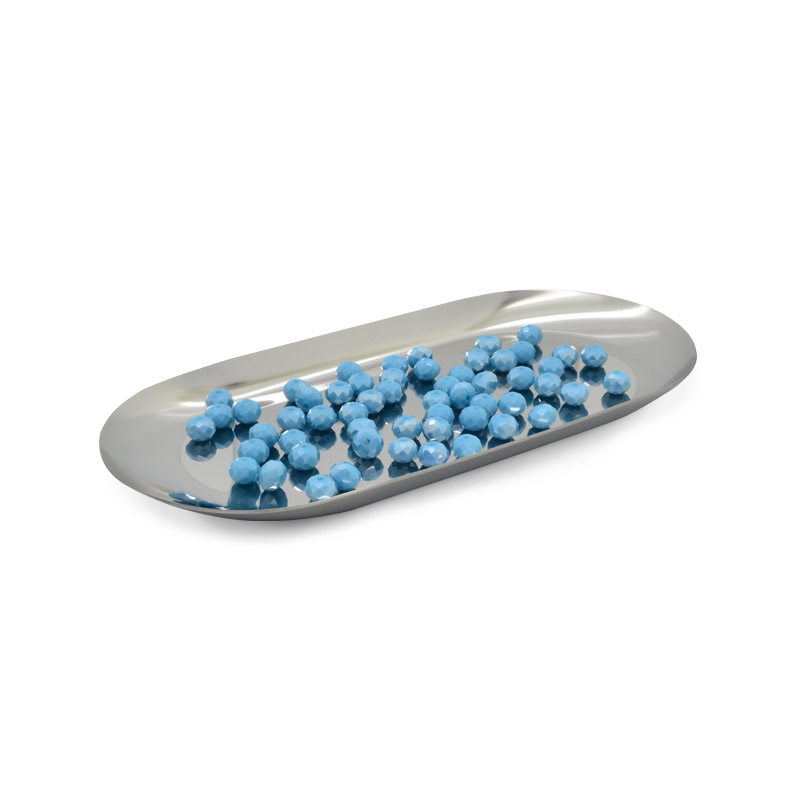 Декоративная тарелка из нерж. ст., 180х85х10 мм, Овальная, Темное серебро (INS-051981)