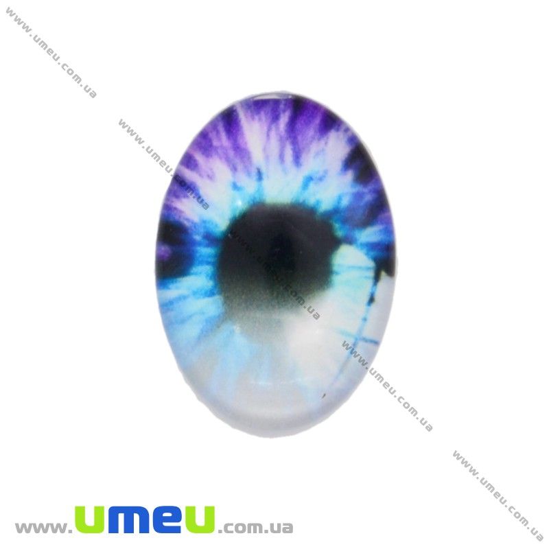Кабошон скляний з принтом Око, 18х13 мм, Синій, Овал (KAB-018732)