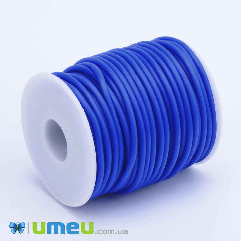 Шнур каучуковый полый, 3 мм, Синий (LEN-040194)