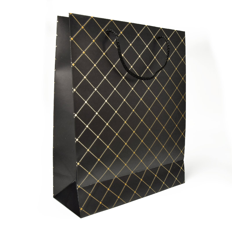 Подарочный пакет Ромбы, 32х26 см, Черный (UPK-056803)