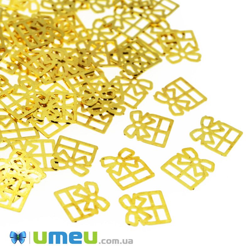 Декоративний елемент Подарунок, 4х4х0,1 мм, Золото (DIF-047137)