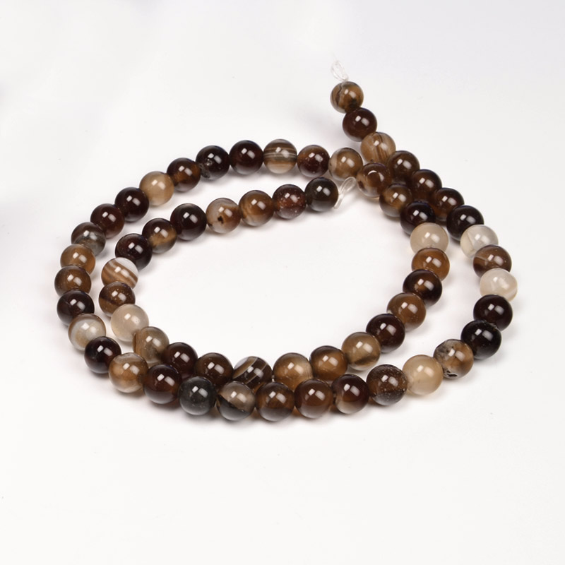 Намистини Агат коричневий, Натур. камінь, 6 мм, Круглі (BUS-053937)