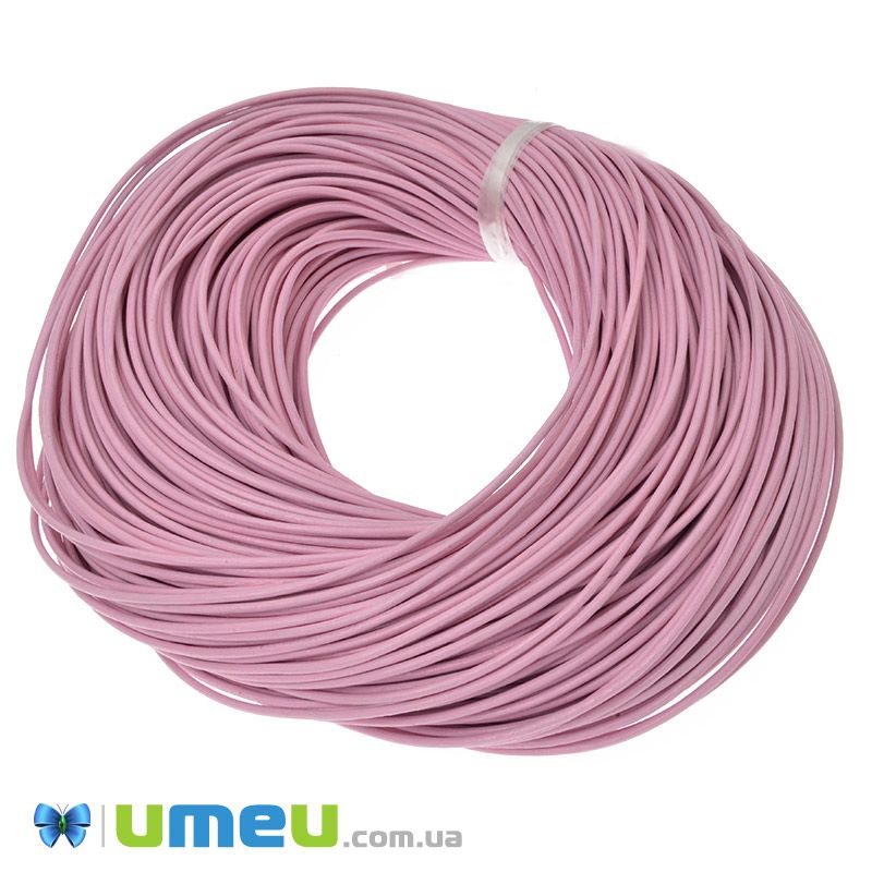 Кожаный шнур, 2 мм, Розовый светлый (LEN-044187)