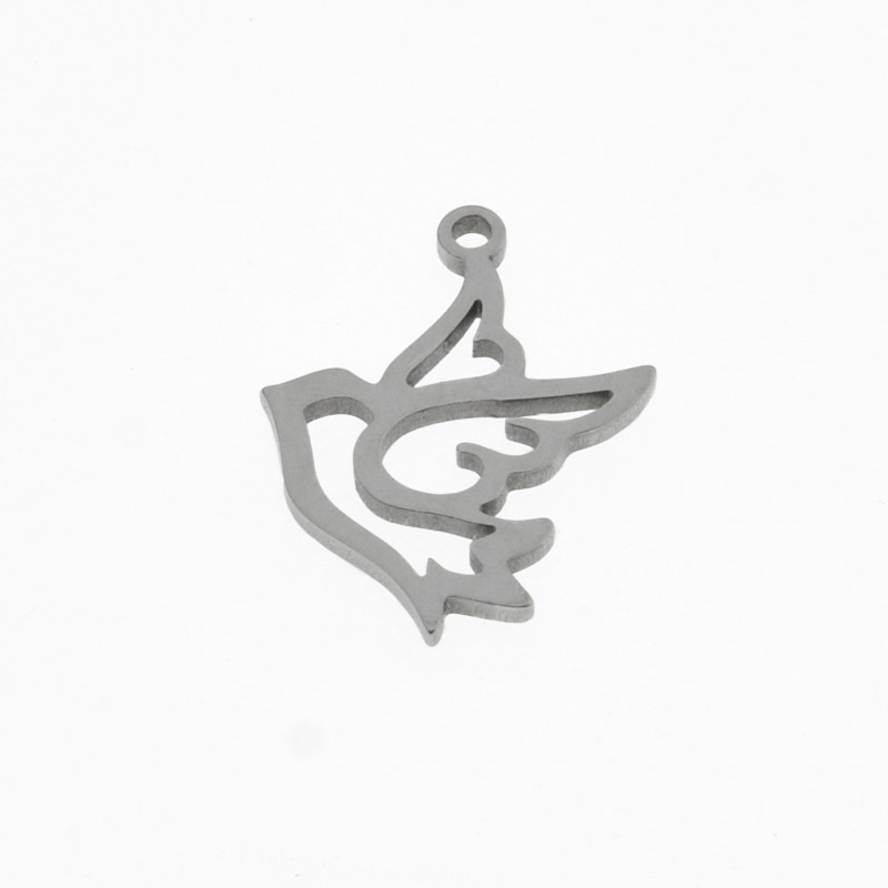 Подвеска из нерж. стали Голубь, 17,5х13 мм, Темное серебро (STL-059171)