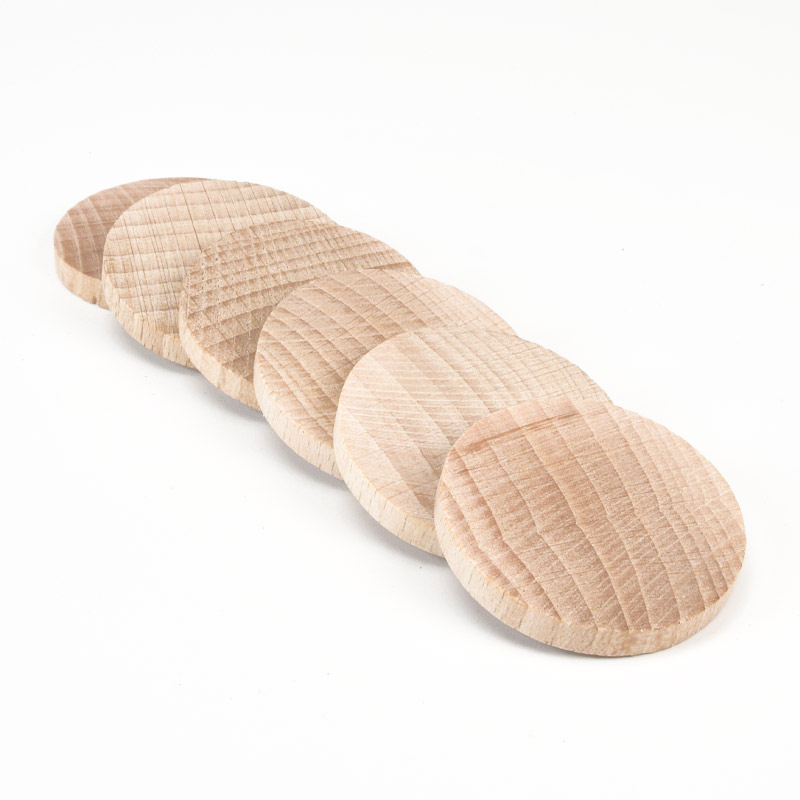 Пластинки дерев'яні, 38 мм, Круглі, Бук (BUS-057735)