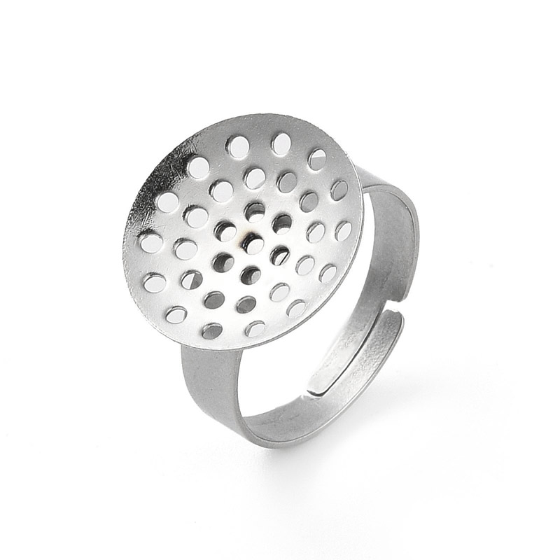 Кільце з нерж. сталі з ситечком 16 мм, Темне срібло (OSN-060522)