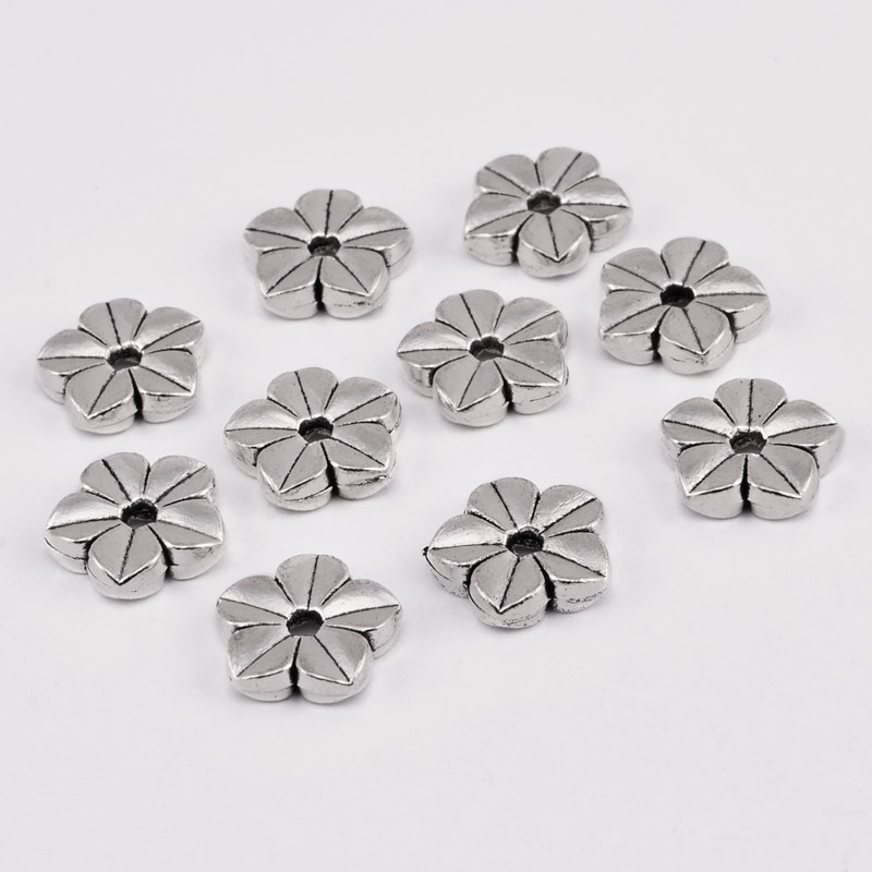 Бусины мет. Цветочки, 11х3 мм, Античное серебро (BUS-055366)