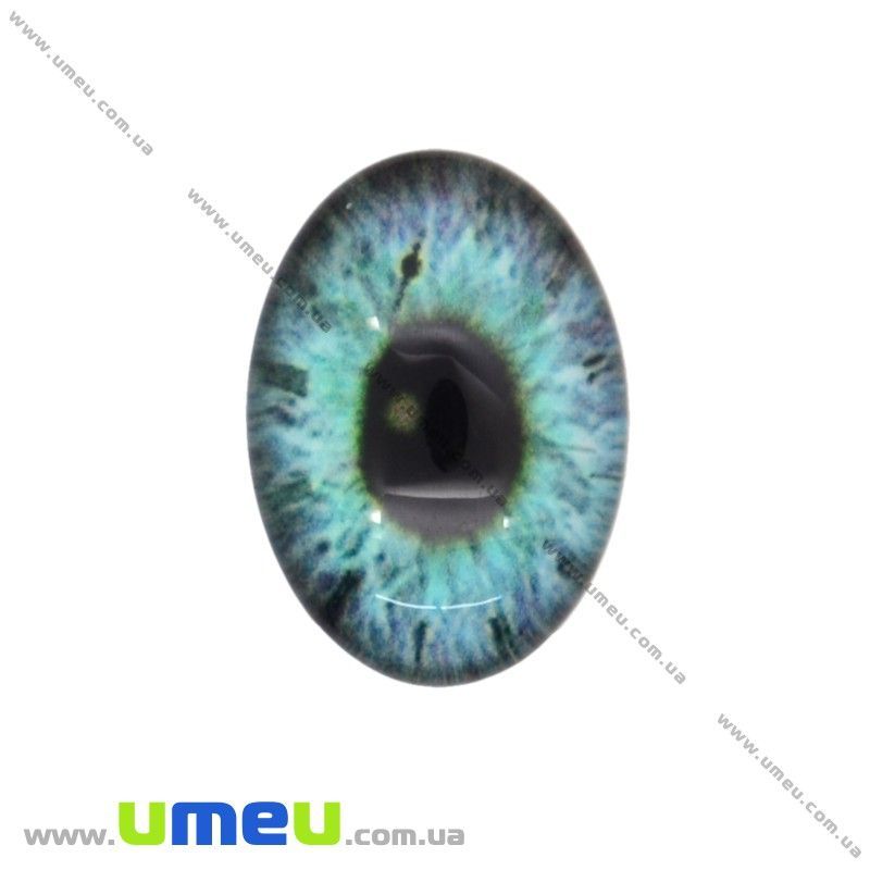 Кабошон скляний з принтом Око, 18х13 мм, Синій, Овал (KAB-018700)