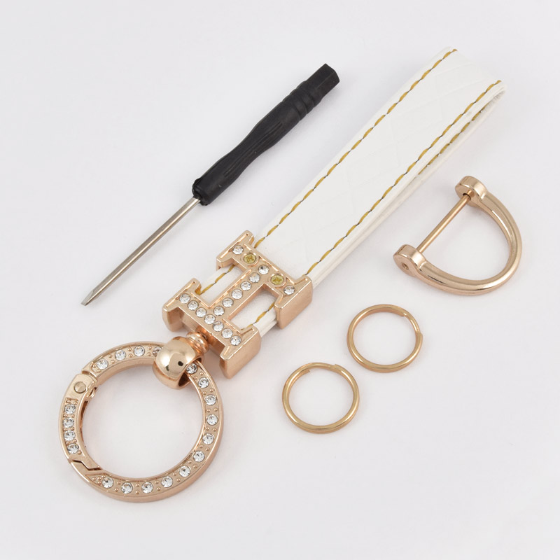 Брелок, 13х3,5 см, Белый, Искусственная кожа, Золото (OSN-058510)