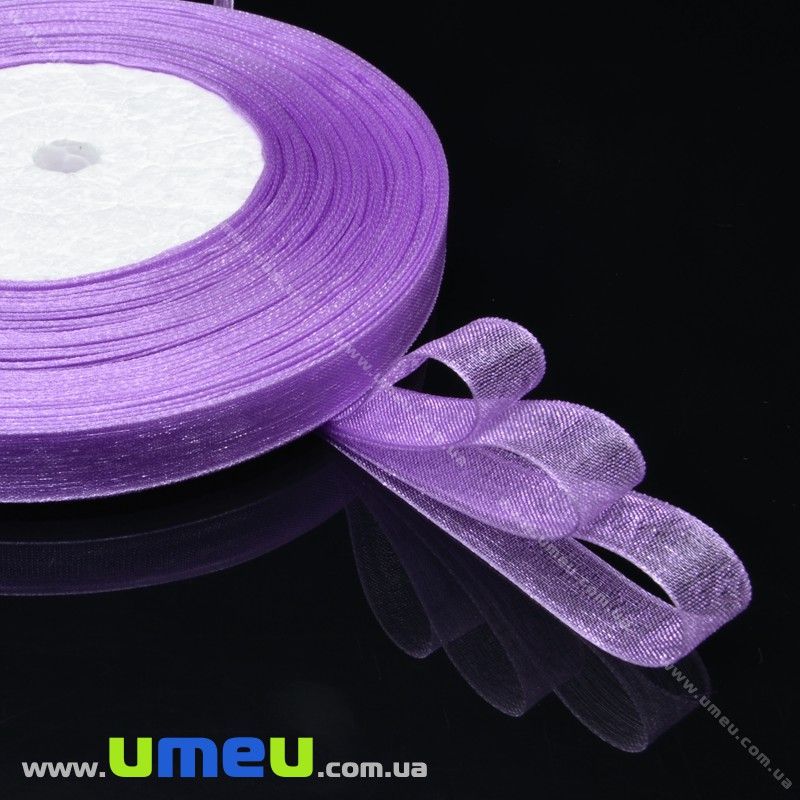Лента из органзы, 10 мм, Сиреневая (LEN-000384)