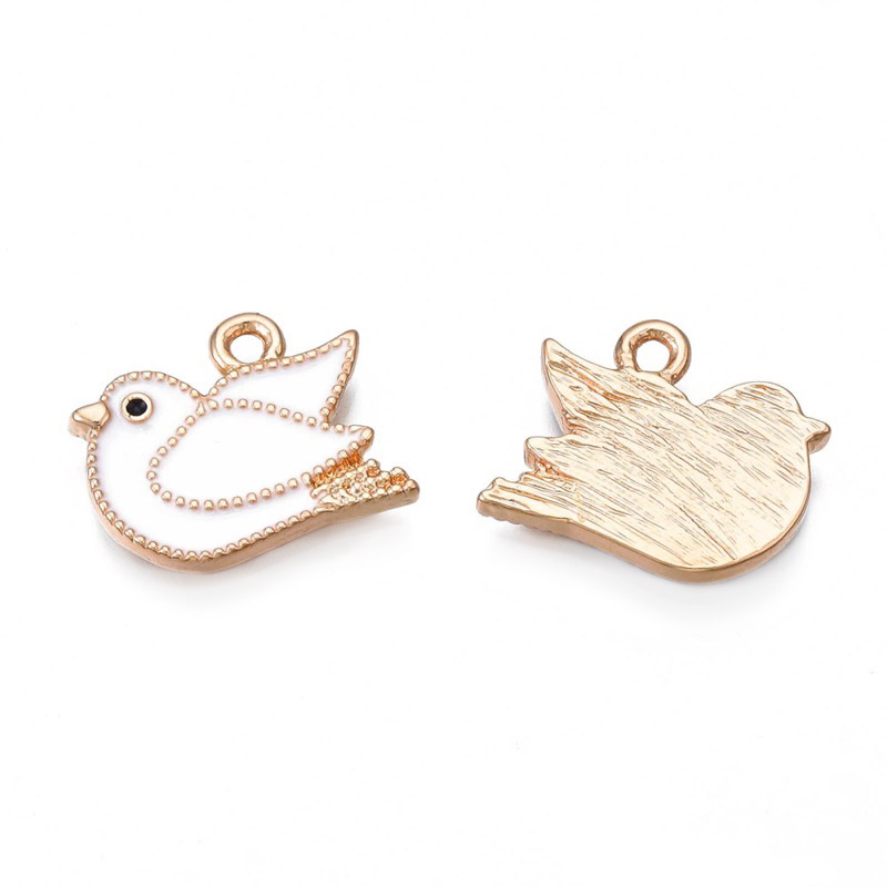 Подвеска метал. Голубь белый, Стойкое покрытие, 17х14 мм, Светлое золото (POD-053545)