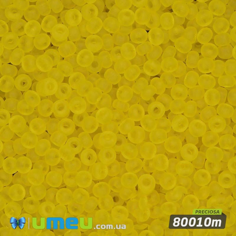 Бисер чешский №109m/80010m, Желтый, Прозрачный матовый, 10/0 (BIS-036571)