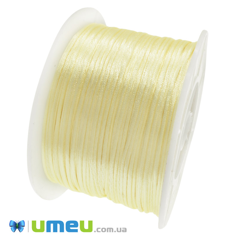 Атласный нейлоновый шнур, 1 мм, Желтый светлый (LEN-047425)
