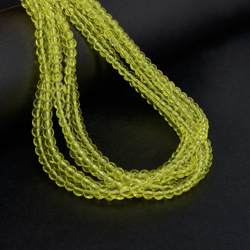 Бусины стеклянные прозрачные, 4,5 мм, Круглые, Лимонные (BUS-057238)