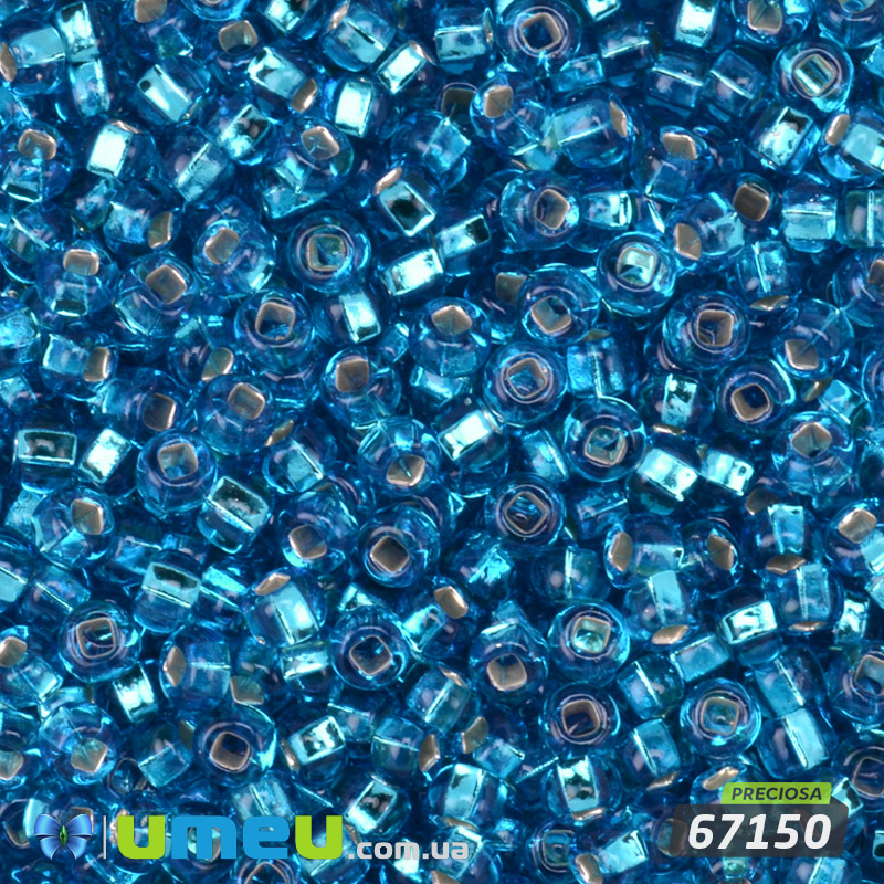 Бісер чеський 8/0, №67150, Синій, Блискучий (квадратна серединка) (BIS-005305)