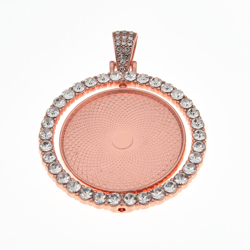 Основа круглая вращающаяся со стразами, 54х42 мм, 30 мм, Розовое золото (OSN-059440)