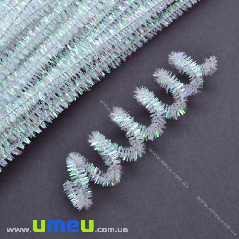 Синельная проволока, Белая блестящая, 30 см (DIF-018000)