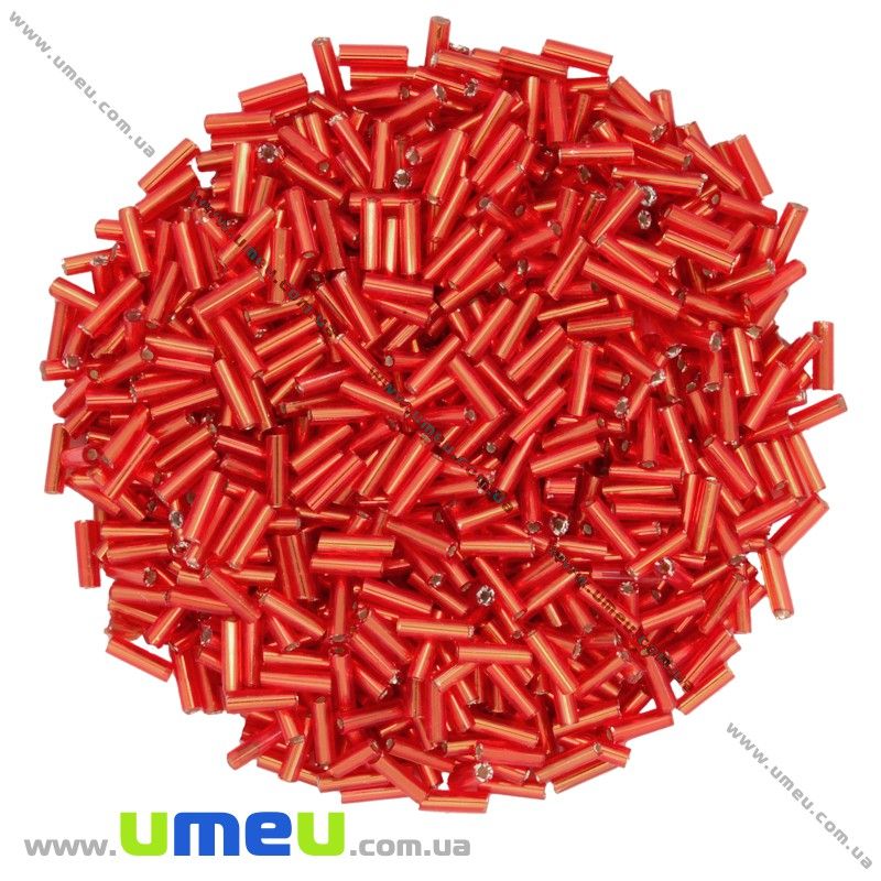 Бісер китайський стеклярус, 6 мм, Червоний блискучий (BIS-012037)