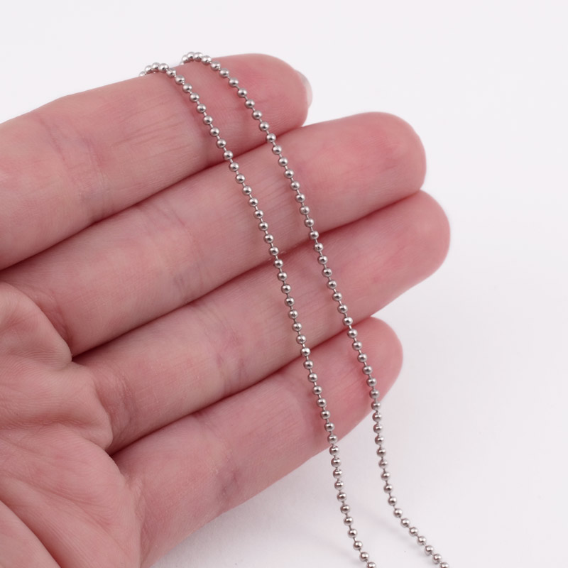 Ланцюг з кульками, Темне срібло, 1,5 мм (ZEP-007787)