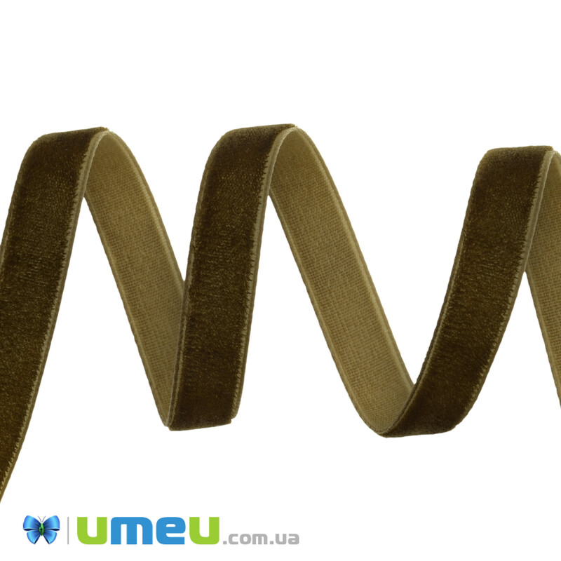 Лента бархатная, 10 мм, Коричневая светлая (LEN-042178)