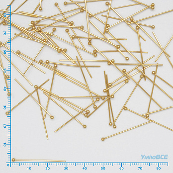 Гвоздики з кулькою з нерж. сталі, 30 мм, Покриття 24 kt (STL-056231)