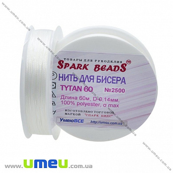 Нитка для бісеру Титан 60, Біла №2500, 60 м (MUL-015733)