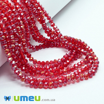 Бусины рондели, 4х3 мм, Красные АВ (BUS-049076)