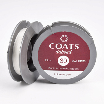 Нитка для бісеру COATS Dabond 80, Біла, 75 м (MUL-060559)