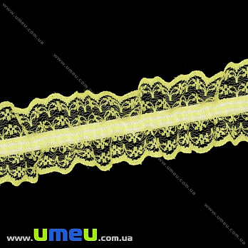 Кружево на резинке, 40 мм, Желтое (LEN-025748)