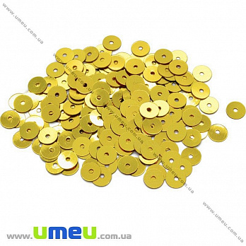 Пайетки Китай круглые, 6 мм, Золотистые (PAI-013114)