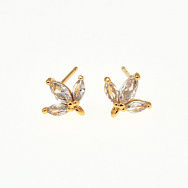 Пусети, Латунь з покриттям 18 kt, Стрази куб. цирконій, 9х8х16 мм (OSN-059991)