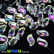 Пришивной кристалл пласт. Волнистый граненый, 12х6 мм, Белый АВ (KAB-030624)