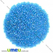 Бисер китайский средний, 8/0, Голубой АВ прозрачный, 3 мм (BIS-007980)